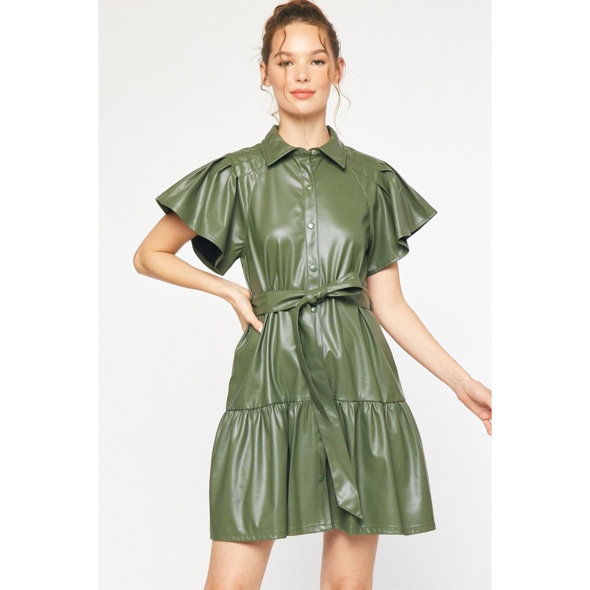 On Trend Leather Dress, Groovy's, Entro, Faux Leather Dress