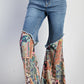 EASEL PRINT BOTTOM DENIM JEANS, 55870