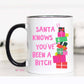 Santa Knows Funny Christmas Mug, Ceramic Mug, Christmas: All White / 15oz