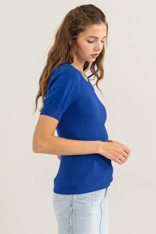 BLUE PUFF SLEEVE TOP