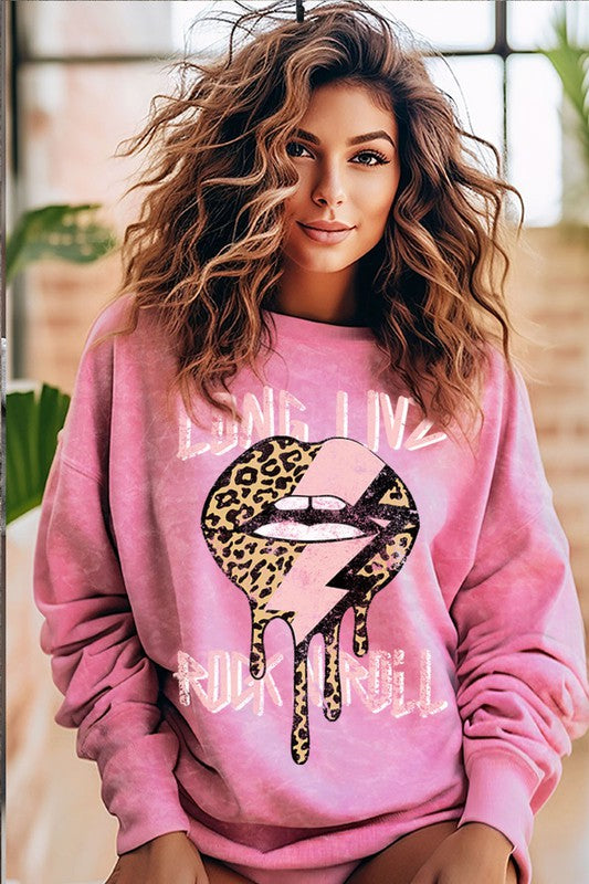 LONG LIVE ROCK N ROLL LIPS SWEATSHIRT 4737 SMALL