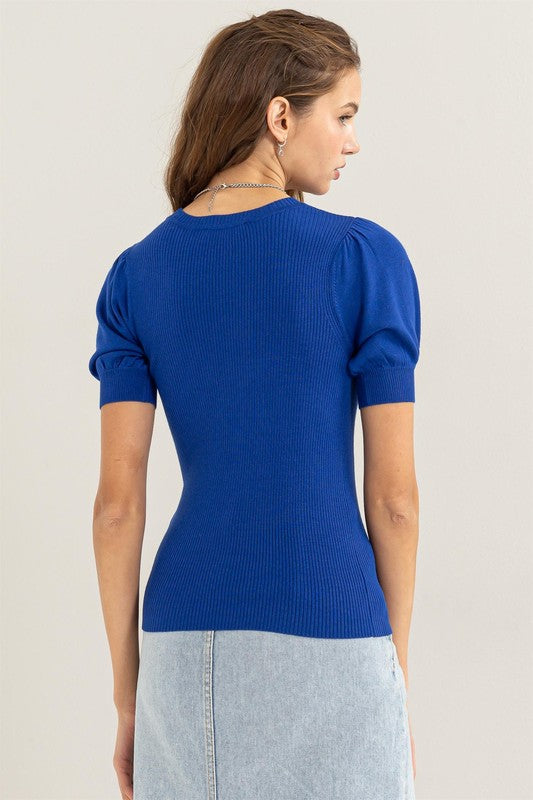 BLUE PUFF SLEEVE TOP