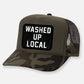 WASHED UP LOCAL CURVED BILL PATCH HAT: Dark Green Camo