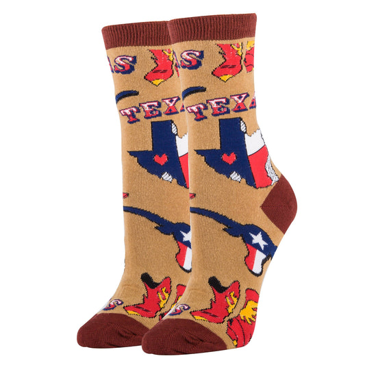 Texas Love | Women's Cotton Crew Funny Novelty Socks 9503