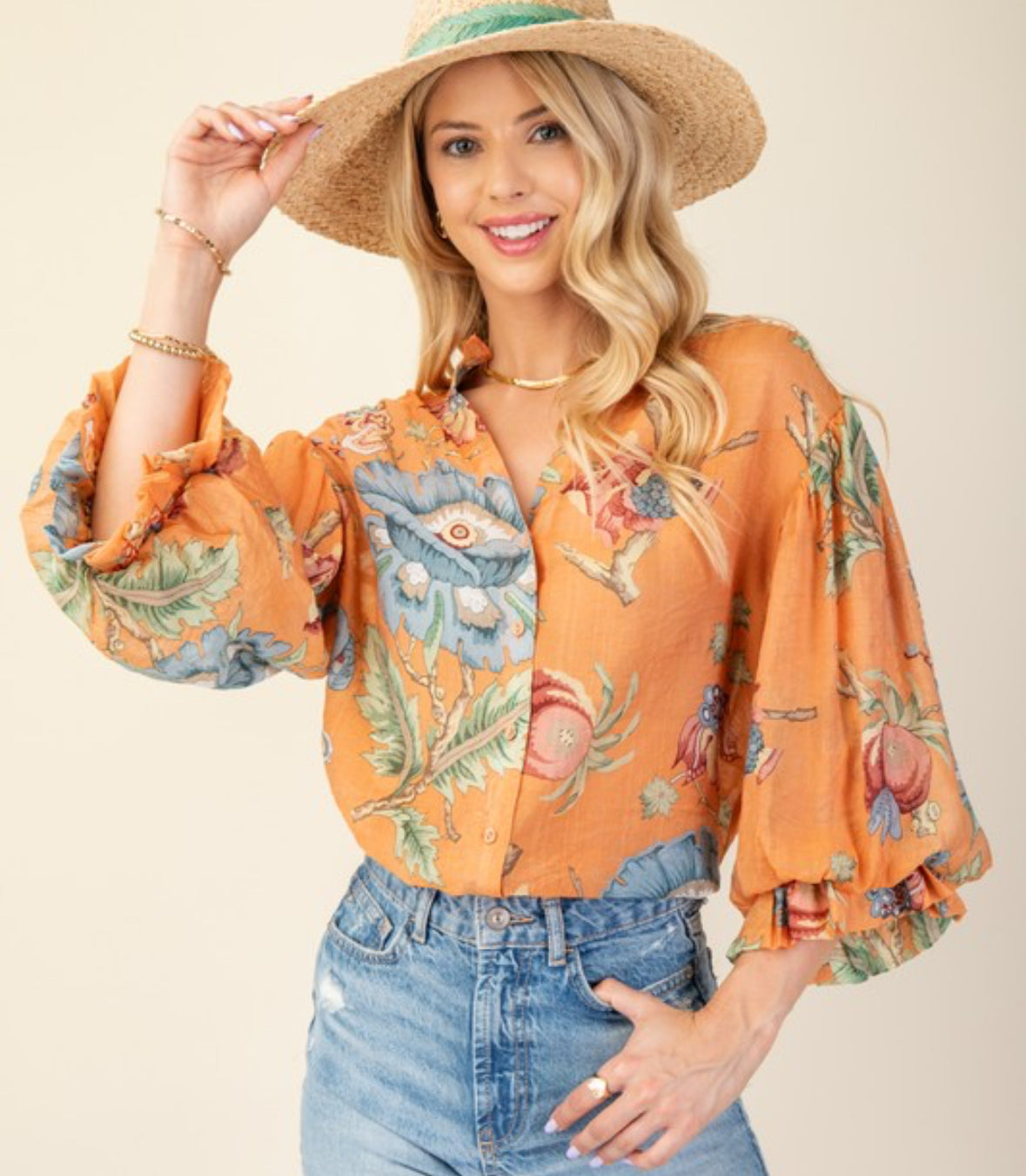 Button Down Top in CORAL