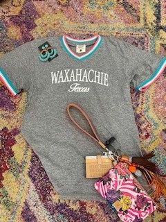 WAXAHACHIE TEXAS TEE in GREY RIB FLECK