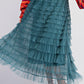 TEAL MAX RUFFLE MAXI SKIRT