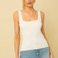 X WHITE SQUARE NECK TANK MEDIUM