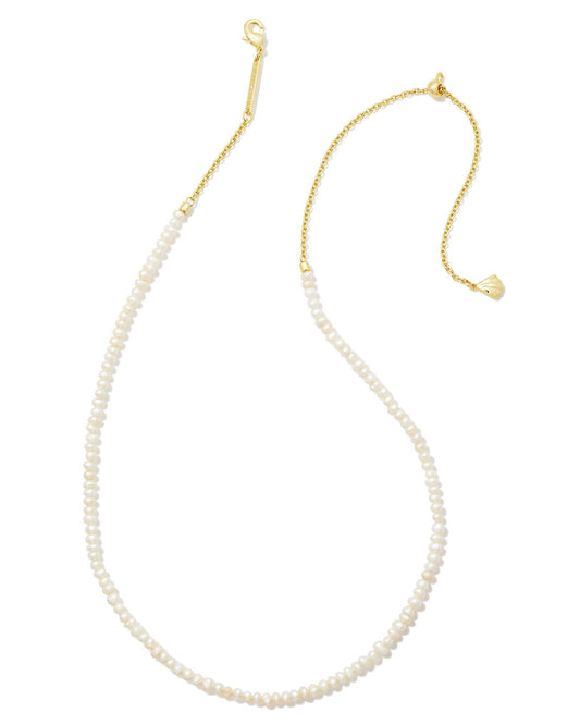 X KENDRA SCOTT LOLO GOLD WHITE PEARL NECKLACE