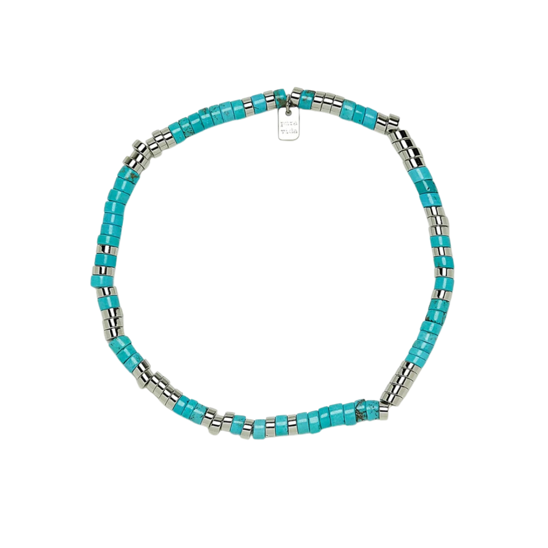 PURA VIDA Turquoise bead stretch anklet x