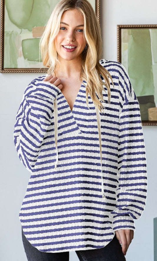 STRIPED TOP in INDIGO 7733