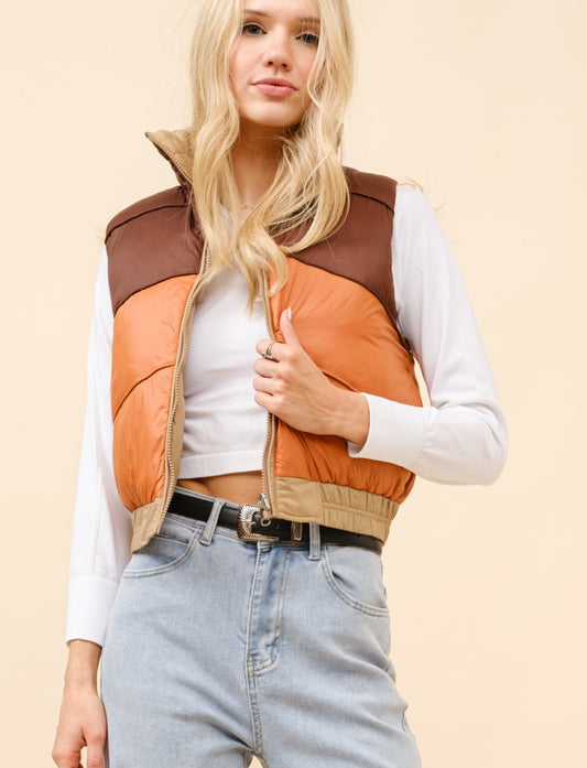 REVERSIBLE CROPPED PUFFER VEST 35070