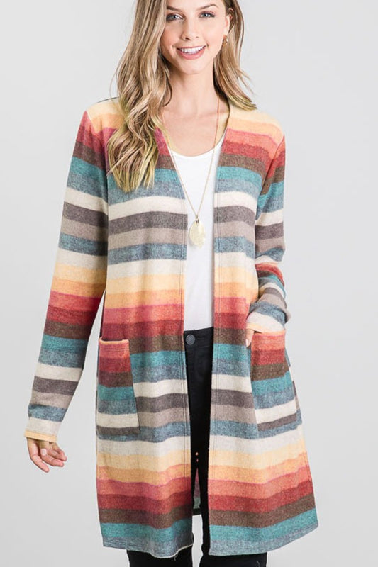 Striped Cardigan Red/Teal 1072