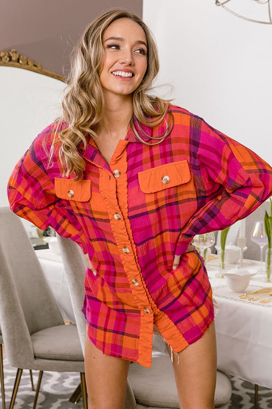 VINTAGE PLAID OVERSIZED SHACKET 6149