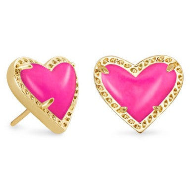 KENDRA SCOTT ARI HEART STUD EARRINGS ~ Gold