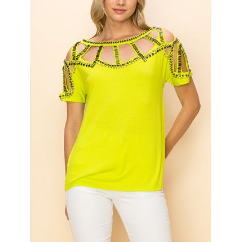 X VOCAL STUDDED CUTOUT in LIME 3148