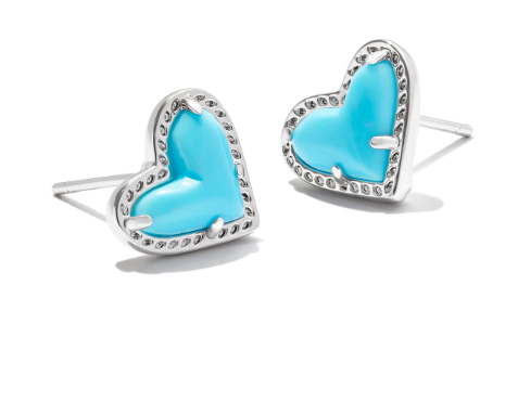 KENDRA SCOTT ARI HEART EARRINGS ~ Silver