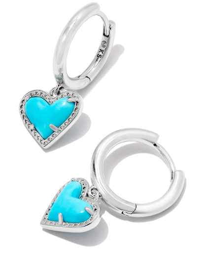 KENDRA SCOTT ARI HEART STUD EARRINGS ~ Silver