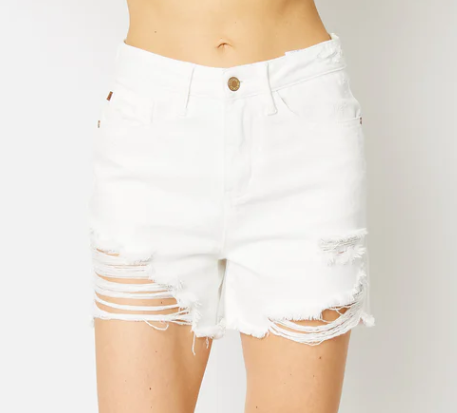 JUDY BLUE 50264 SHORTS WHITE