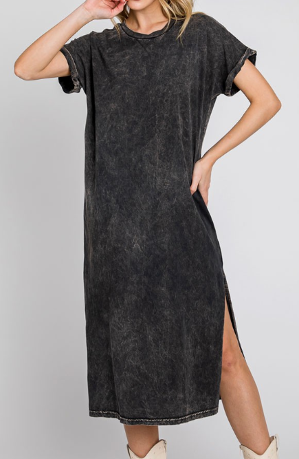 MINERAL WASH DRESS in BLACK 3033