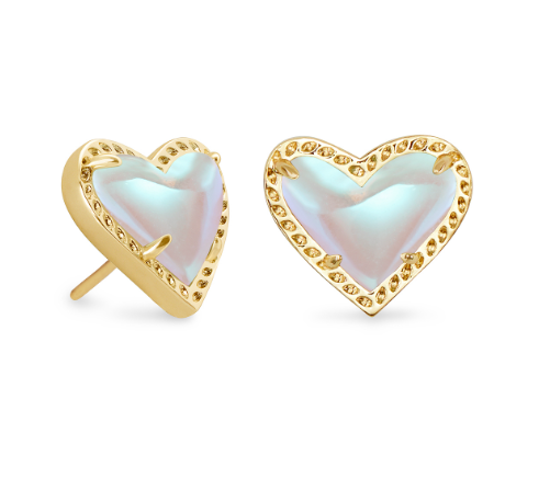 KENDRA SCOTT ARI HEART STUD EARRINGS ~ Gold