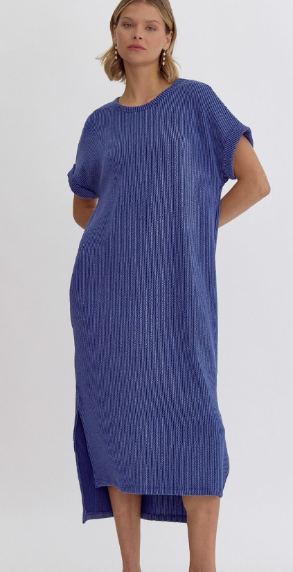 ENTRO RIBBED DRESS in INDIGO 7218