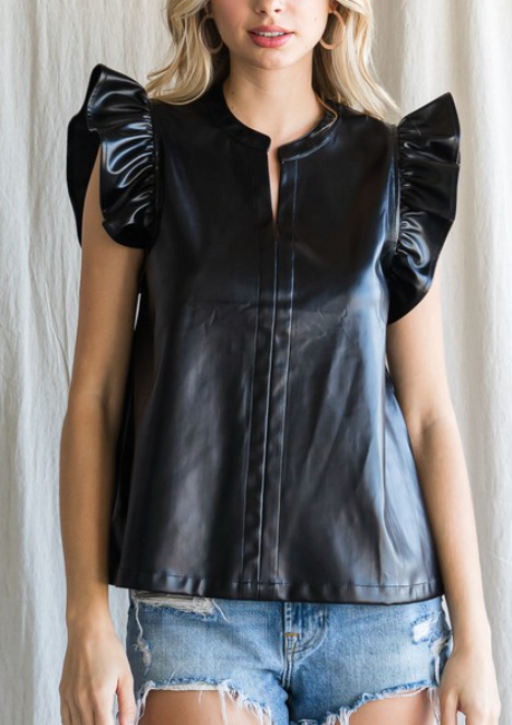 LEATHERISH TOP BLACK 10149 SMALL