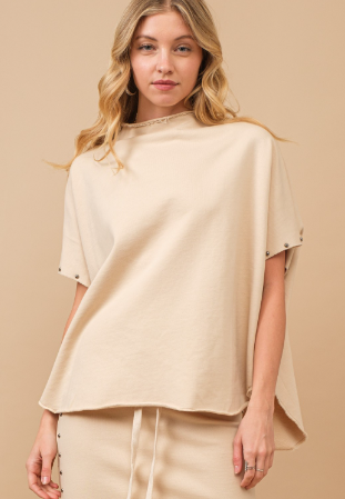 FUNNEL NECK TOP in SAND