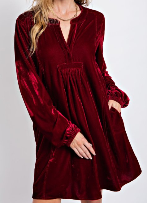 WINE VELVET TUNIC 15274