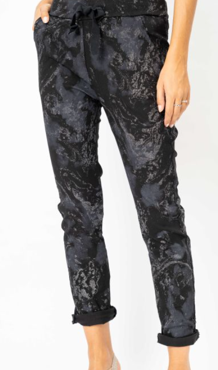 BLACK SWIRL GLITTER PANT 2371