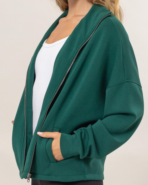 ZIP UP JACKET in DARK GREEN 989