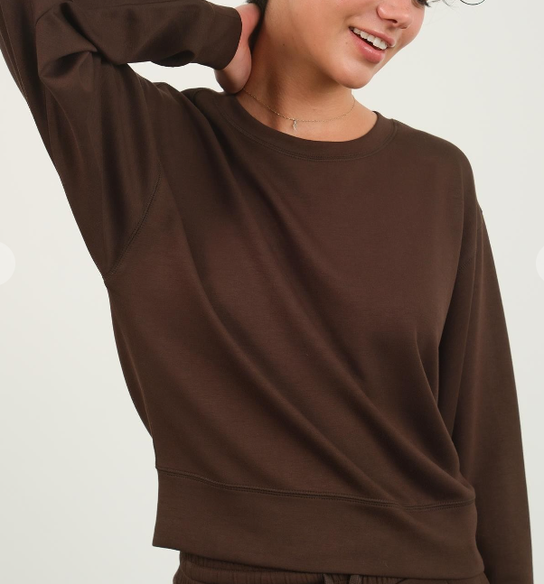 KNIT TOP in CHOCO BROWN 054