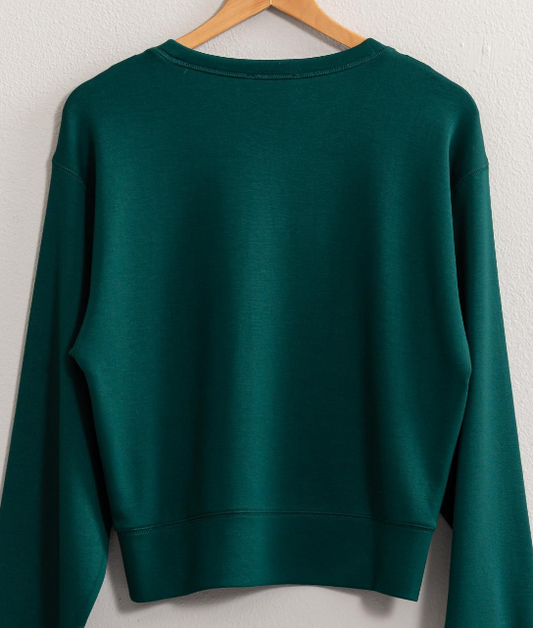 KNIT TOP in DARK GREEN 054