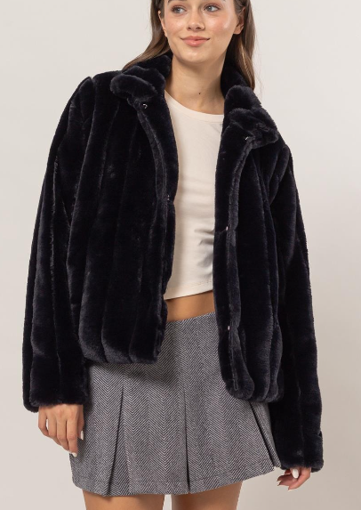 FURRY JACKET in BLACK 715