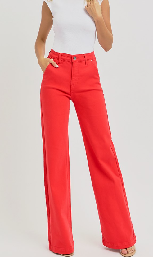 RISEN HIGH RISE WIDE PANT in RED 5810