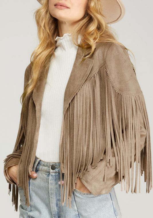 FRINGE FAUX SUEDE JACKET 3246 in MOCHA