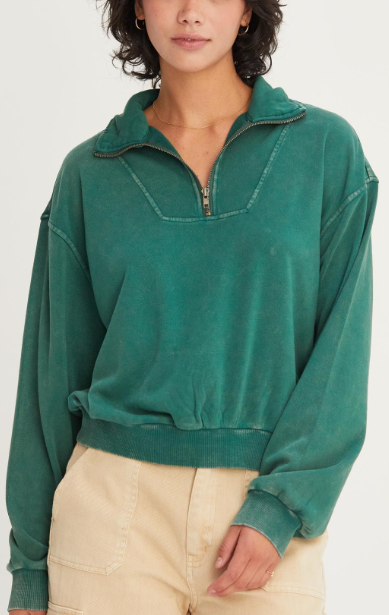 1/2 ZIP TOP 441 in DARK GREEN