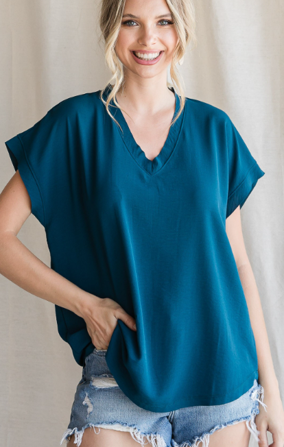 POLY TOP in TEAL 10482