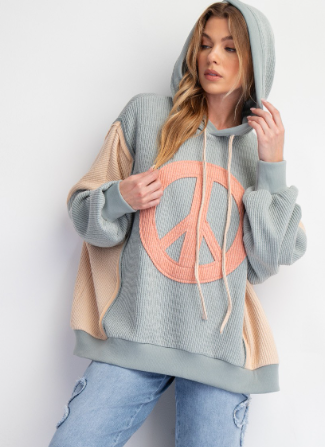 DUSTY BLUE SWEATSHIRT PEACE SIGN