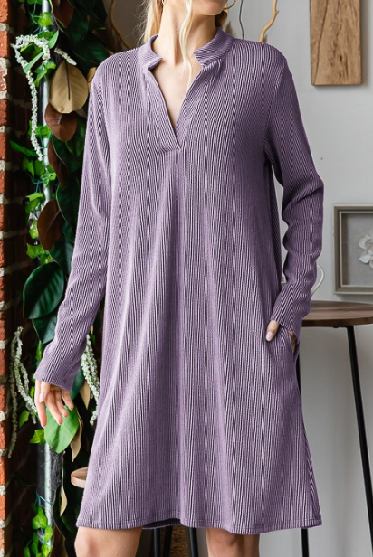 LAVENDAR RIBBED DRESS 6852