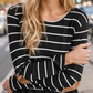 STRIPED TOP in BLACK/IVORY BROWN PATCH U1376-11