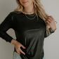 SWANKY LEATHER LONG SLEEVE TOP