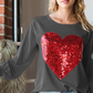 SEQUIN HEART TOP in CHARCOAL 7011