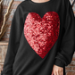 SEQUIN HEART RIBBED TOP in BLACK 7431