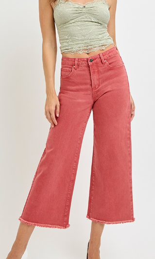 RISEN HIGH RISE WIDE PANT CROP in BRICK 5506