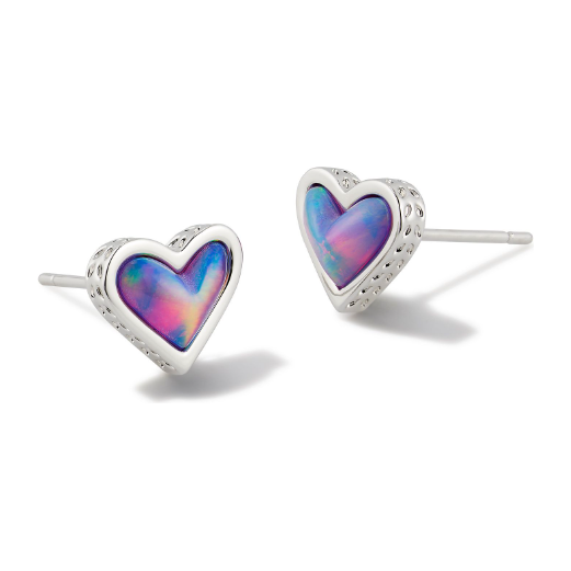 KENDRA SCOTT ARI HEART EARRINGS ~ Silver