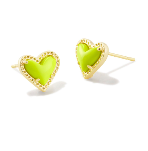 KENDRA SCOTT ARI HEART STUD EARRINGS ~ Gold