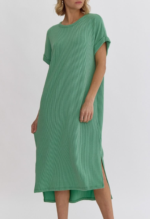 ENTRO RIBBED DRESS in JADE 7218