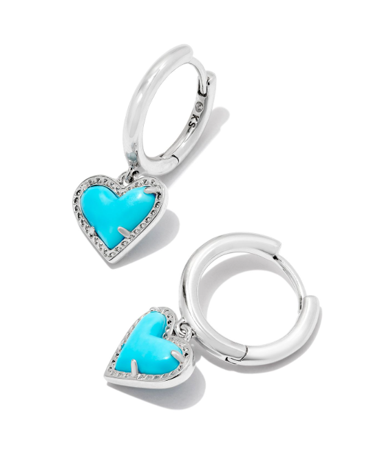 KENDRA SCOTT ARI HEART EARRINGS ~ Silver