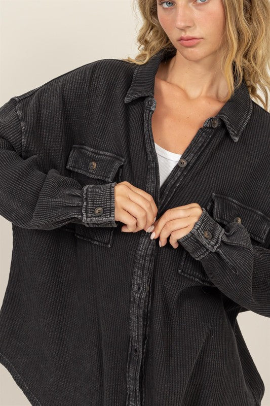 OVERSIZE SHACKET in BLACK